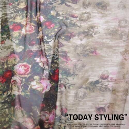 Silk Chiffon Fabric Dress Light Brown Large Wide 2-Color Real 100% clothing Cloth DIY patchwork