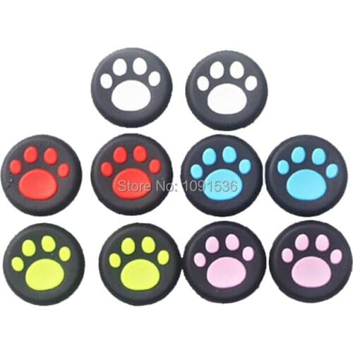 100X New Cat claw pattern Silicone Analog Controller Thumb Stick Grips Caps Covers For PS4 /PS3 Game Console