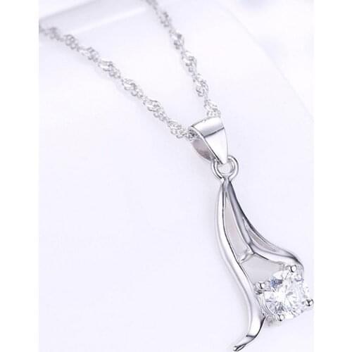 SILVERHOO Trendy Collarbone Chain Glossy Appearance Silver Plated Lovely Electroplating Letter A Collar Necklace Pendant Jewelry