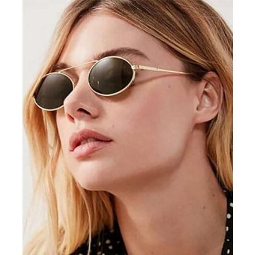 LONSY Retro Small Oval Sunglasses Women/Men Luxury Vintage Metal Frame Sun Glasses Vintage Mirror For Female UV400 Oculos De Sol