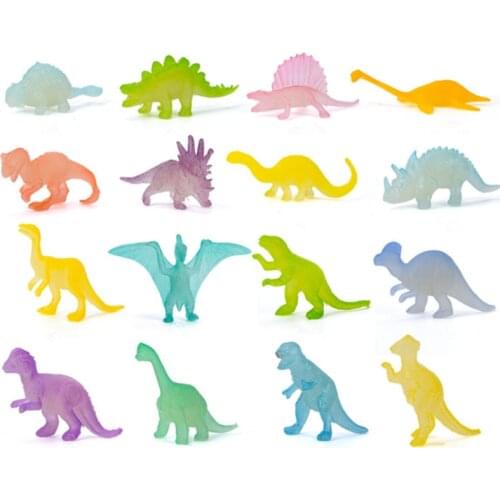 16pcs Luminous Mini Dinosaur Model Toy Plastic Glow in the Dark Decoration Children Boy Gift