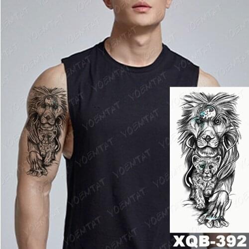 Waterproof Tattoo Sticker Wolf Tiger Compass Forest Tattoos Cross Prayer Skull Body Temporary Tatto Fake Sleeve Tatoo Women Men