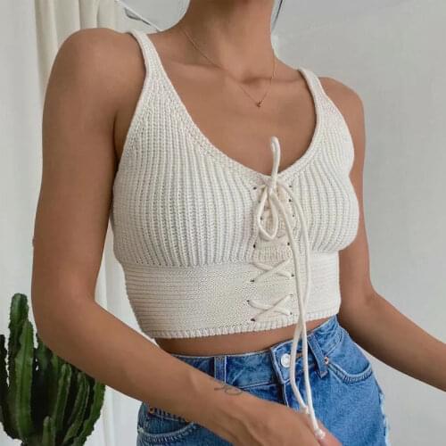 Za Women 2021 Fashion Solid Color Chest Bandage Knitted Blouses Vintage Backless Thin Straps Female Shirts Chic Tops