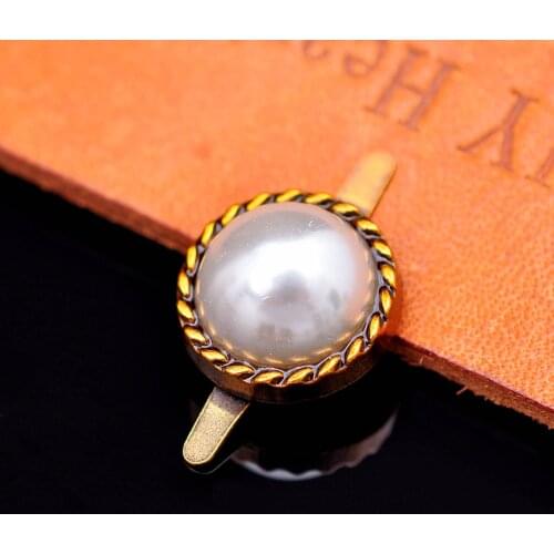 10X 15mm Gold Acrylic White Pearl Dome Rivet Rivet Nail Concho For Leathercraft Handbag Shoe Clothes Decor