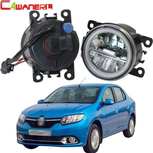 Cawanerl For 2004-2015 Renault Logan Car 4000LM LED Bulb H11 Fog Light + Angel Eye Daytime Running Light DRL 12V 2 Pieces