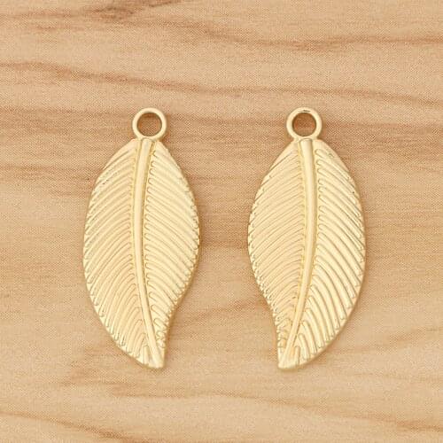 20 Pieces Gold Tone Tree Leaf Charms Pendants for DIY Earrings Bracelet Necklace Jewellery Making 28x12mm
