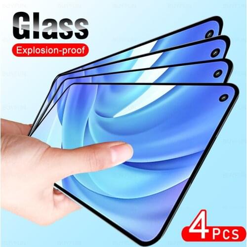 4Pcs Full Cover Protective Glass For Xiaomi Mi 11 Lite Tempered Glass For Xiao Mi Xaomi Mi11 XiaoMi11Lite 6.55" Phone Protector