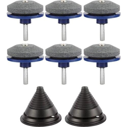 6PCS Lawn Mower Blade Sharpener and 2PCS Lawn Mower Blade Balancer for Electric Drill Hand Drill Lawn Mower Sharpener