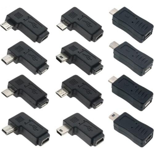 90 Degree Left & Right Angled Mini USB 5pin Female to Micro USB Male Data Sync Adapter Plug Micro USB To Mini USB Connector