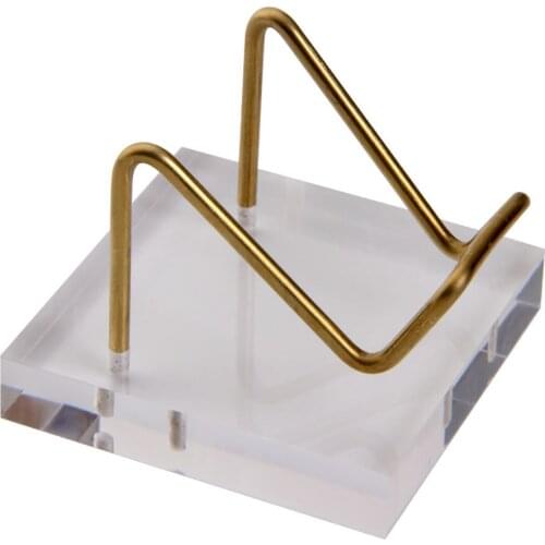 Acrylic Crystal Display Stand Mini Desktop Easel Stands Metal Arm Display with Acrylic Base