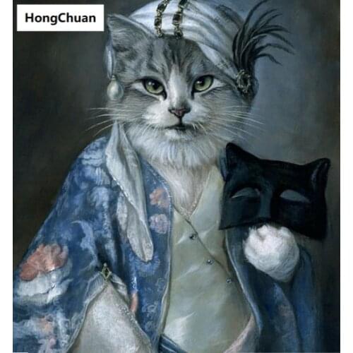 Diamond embroidery, rich cat, 5d diamond painting square, round diamond inlay, rhinestone picture, cross stitch, new year, gift