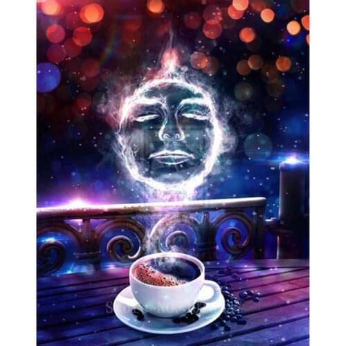 Diamond Embroidery Cup Of Hot Coffee With Face Diy Diamond Painting Cross Stitch Full Square Diamond Mosaic Decorative Stickers