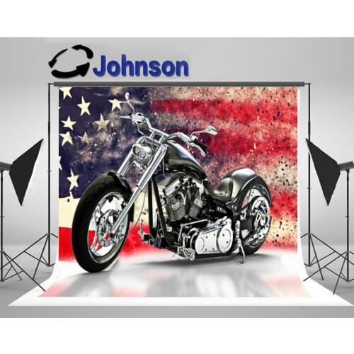 Black motorcycle american flag photography studio background High quality Computer print party backdrop