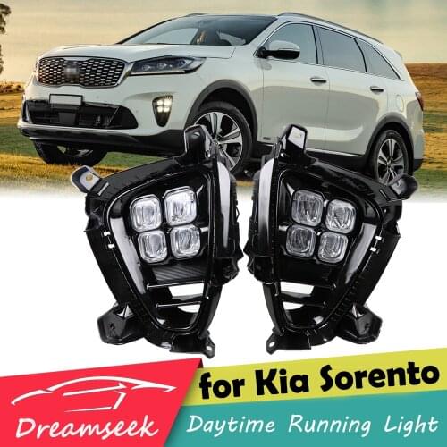 4 Eyes LED DRL Daytime Running Light for Kia Sorento 2018 2019 2020 Day Light Fog Lamp Bezel with Bracket