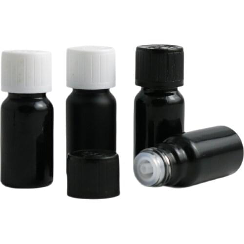 360 x 10ml Essential Oil Travel Smooth / Frosted Black Glass Bottle With Plastic Cap For Liquid Reagent Pipette Bottle Container