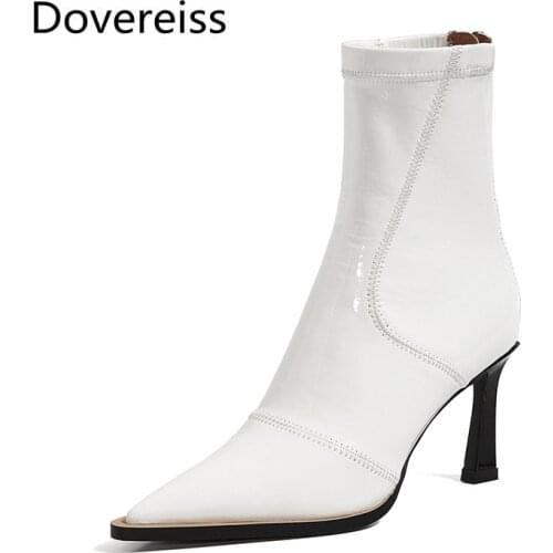 Dovereiss Fashion Womens Shoes Winter new Pointed Toe sexy Stilettos Heels Sexy Zipper Concise Mature Short boots big size 40