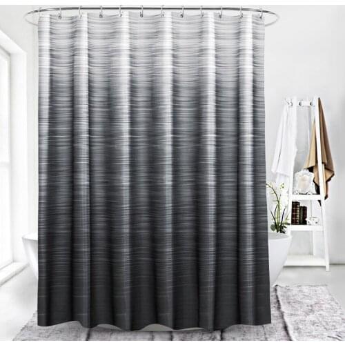 Gradient Stripe Polyester Shower Curtain Waterproof Thicken Bathing Cover Mildew Proof Bathtub Insulation Home Decor Bathroom