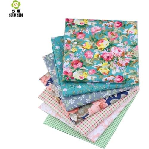 Shuanshuo New Floal Fat Quarter Bundles Fabric Tissus Cotton Patchwork Fabric For Sewing Doll Cloths 40*50cm 7pcs/lot