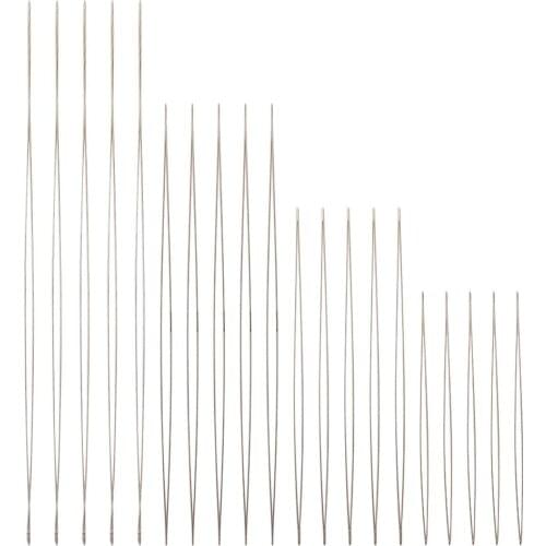 8pcs/set Stainless Steel Big Eye Beading Needles 57~125x0.3mm, Stainless Steel Color F50