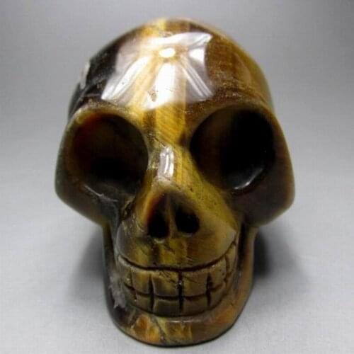 61mm/182g Tiger Eye Stone Skull Handmade Stone Carving - crystals and stones healing Mineral specimen Home Decor XX0317/08M