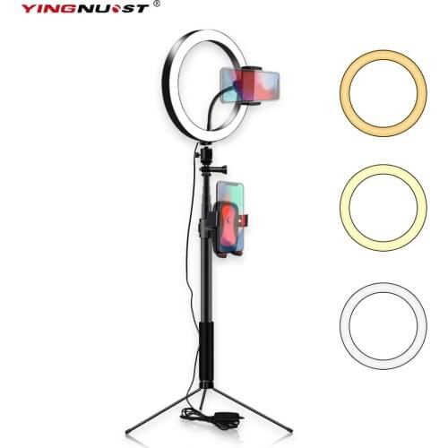 Ring Light 16/20/26cm Photography LED Selfie Lighting Dimmable For Makeup Video Live Studio With Total 180cm Tripod & USB Plug