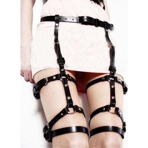 100% Handmade Punk Gothic Leather Leg Garter Belt Waist Harness Thigh Belt Cosplay Dancing Stage Performance Outfit Straps