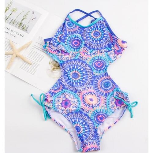 2 Colors Retro Style Teenager Girls Swimwear Bandage Children Swimsuit Fused Kids One Piece Swimsuits 2020 Bathing Suit Monokini