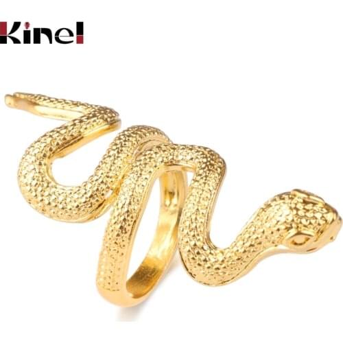 Kinel Fashion Snake Rings For Women Gold Color Black Heavy Metals Punk Rock Ring Vintage Animal Jewelry Wholesale
