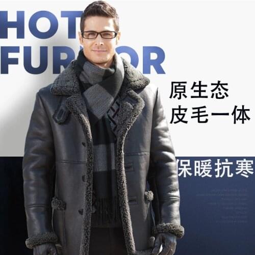 Winter Genuine Leather Jacket Men Natural Sheep Fur Coat Mens Shearling Jacket Sheepskin Leather Coats ST14A2508 KJ3629