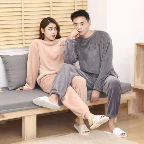 New Fleece Women Pajamas Suit Thick Warm Flannel Pajamas Fairy Pants Set Homewear Two Piece Winter Man Coral Velvet Sleepwear