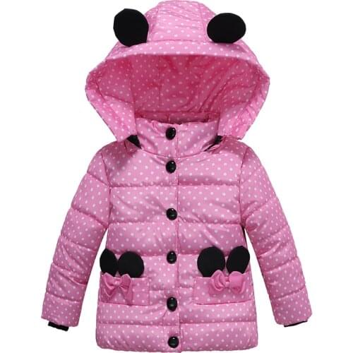 NEW Girls Winter Coat Baby Girls Jacket Warm Outerwear Children Coat fashion Dot Children Clothing Girls Clothes Hooded jacket