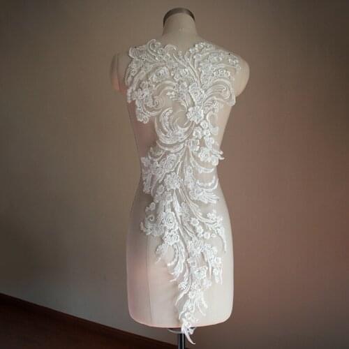 New Design Wedding Bridal Embroidery Lace Applique Large Size Off White Lace Patches