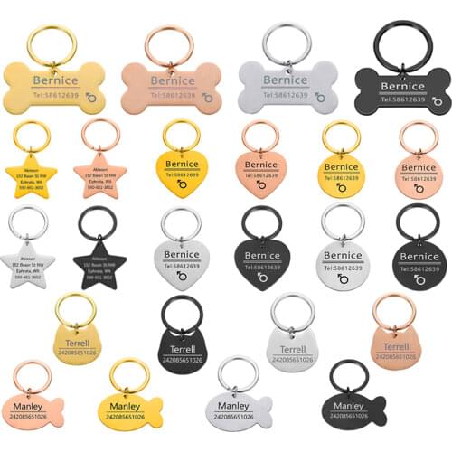 Personalized Engraved Cat Dog Pet ID Tag Dog Anti-lost Collar Charm Pet Name Collar Puppy Cat Collar Accessories for Dog