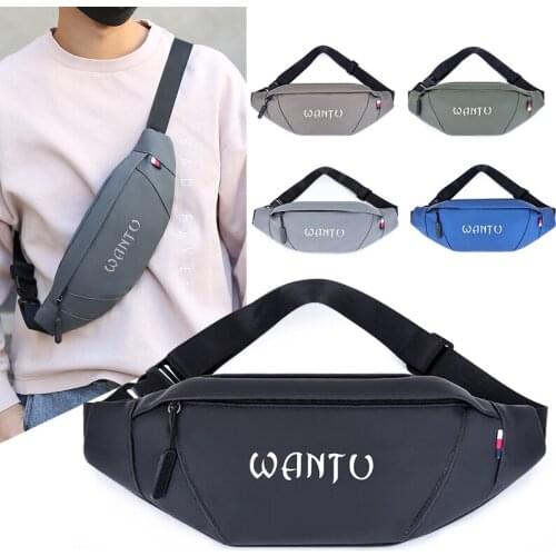 Newest Men Fanny Waist Pack Letter Printed Portable Casual Wild Running Walking Hiking Use Large Capacity Waist Hip Bum Bag