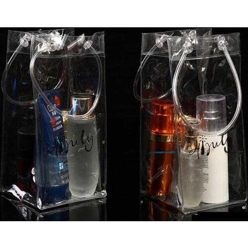 10pc Clear Tote Waterproof Bag PVC Transparent Shopping Bag Gift Plastic Bag Environmentally Travel Storage Bag Cosmetic Packing