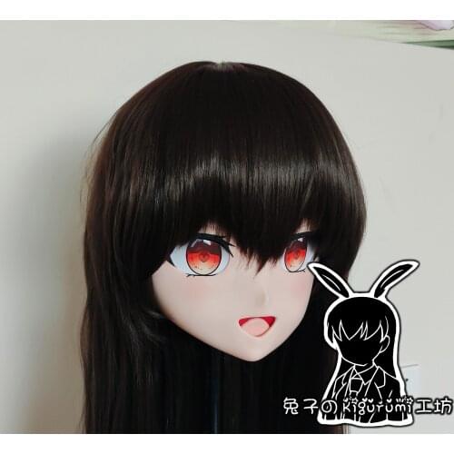 RB271)Full Head Handmade Female Resin Cosplay Japanese Role Play Reiuji Utsuho Kigurumi Mask Crossdresser Doll Transgender Mask