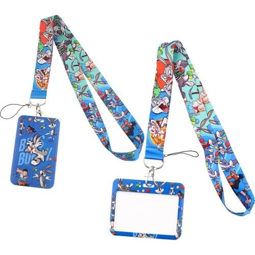 ER763 Cartoon Rabbit Lanyard For Key Neck Strap Lanyard Card ID Badge Holder Key Chain Key Holder Hang Rope Key Rings Kids Gifts