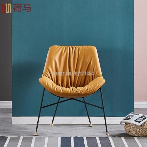 Homer light luxury leather dining chair nordic casual makeup dressing table chair home modern simple and comfortable soft back