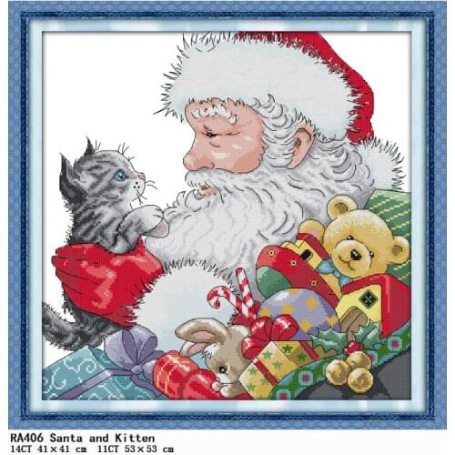 Christmas Snow Scene Cross Stitch Counted Patterns Embroidery Needlework Kits Stamped Thread 11CT 14CT Printed Gift Crafts Decor