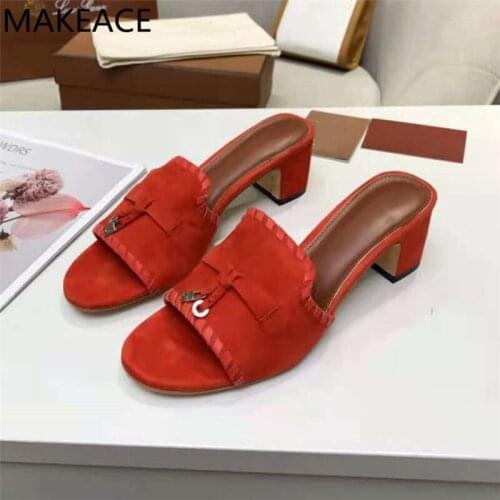 New Green Woman open Toe Slippers Female high Heel Slides metal lock Sandals Summer Outdoor sexy summer dress shoes mules 2021