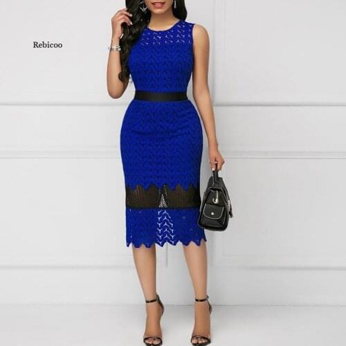 Sexy Women Dress Patchwork Lace Long Party Dresses Casual Slim High Waist Office Bodycon Midi Dress Women Clothing New