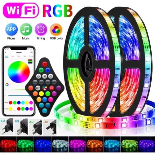 Led Lights Strips Wifi 25M 30M 5050 RGB Flexible Tape Led Ribbon 5M 10M 15M 20M Phone APP Control