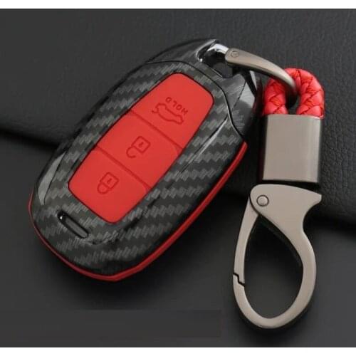 Carbon Fiber Silicone Car Key Case Key Cover For Hyundai i30 Ix35 Solaris Azera Elantra Grandeur Ig Accent Santa Fe Verna