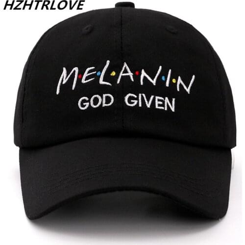 High Quality Letter MELANIN GOD GIVEN Snapback Cap Cotton Baseball Cap For Men Women Adjustable Hip Hop Dad Hat Bone Garros