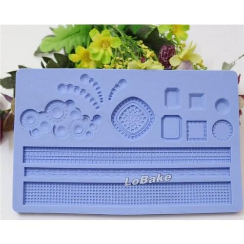 High quality thick diamonds necklace long lace designs silicone fondant cake stamping pressing molds DIY wedding birthday pastry