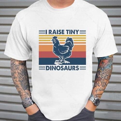 I Raise Tiny Dinosaurs Vintage T Shirt Funny Chicken Lover Gift Shirt Cotton Material