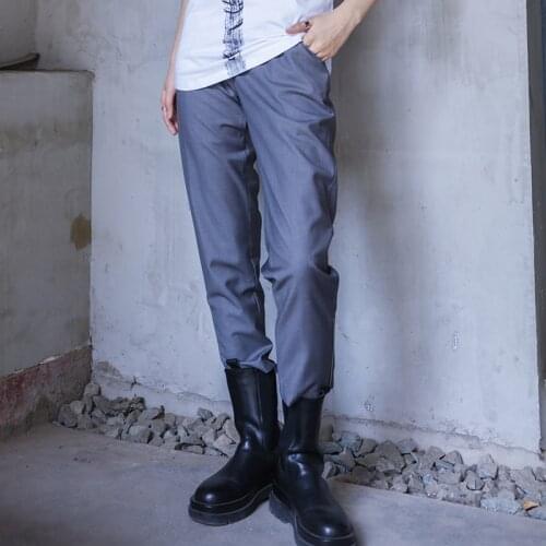 South Korea grey slim cropped boots pants large leg zipper women Yamamoto dark wind versatile spring and summer new