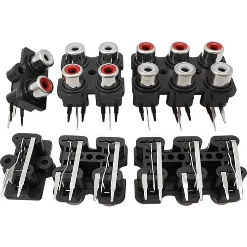 1Pcs 2/4/6 Hole RCA Female Stereo Audio Jack AV Audio Input Socket Connector