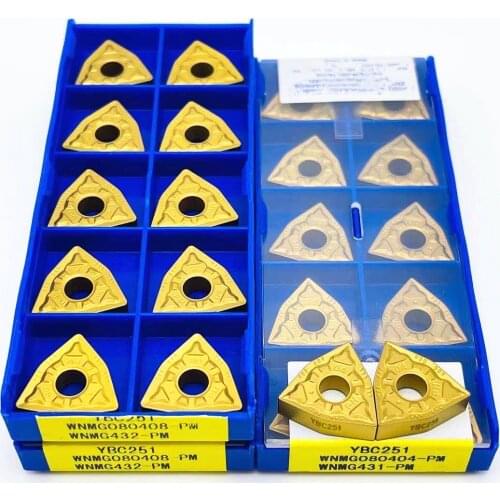 10PCS CNC Turning Tools WNMG080404-PM YBC251 WNMG080408-​​PM YBC251 Carbide Inserts External Turning Tools Pin milling tool