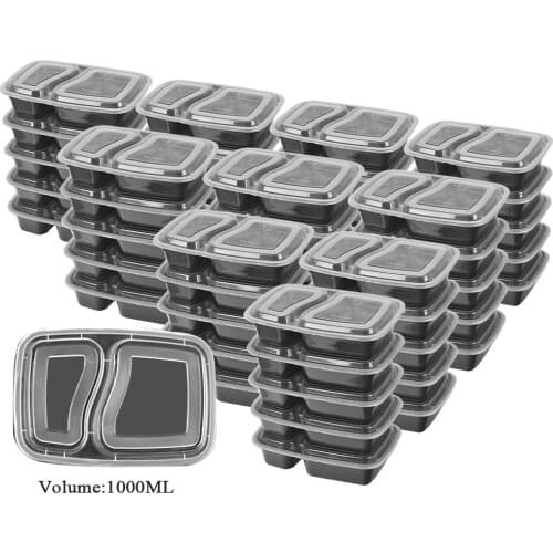 10 Pack 2 Compartment Food Containers Meal Prep Containers Bento Lunch Boxes with Lids , Dishwasher/Microwave/Freezer Safe